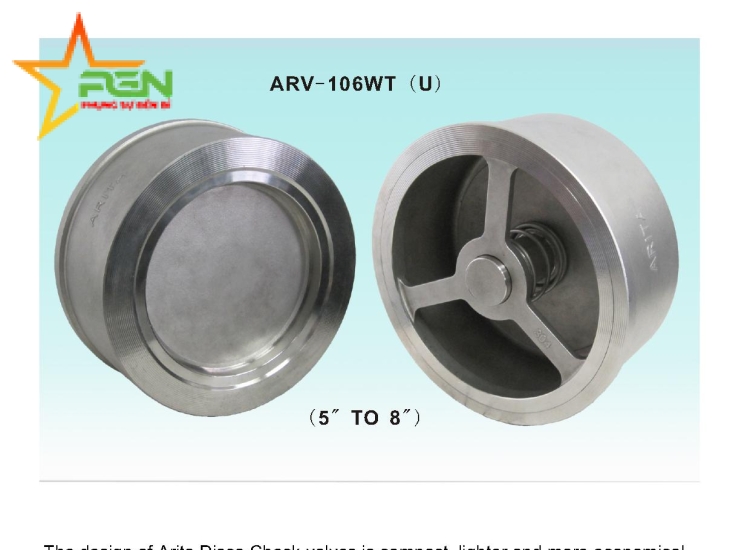 VAN 1 CHIỀU ĐĨA INOX | ARITA | MALAYSIA Từ 1/2"-4 / ARITA-SS316-DISCO-CHECK-PN40-DN15-DN100-NEW
